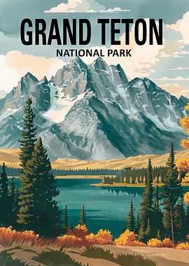 Grand Teton National Park Vintage Poster