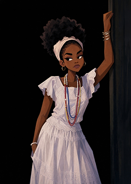 Elegant Afro-Brazilian Woman in White