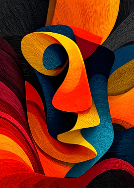 Abstract Colorful Face Profile Art