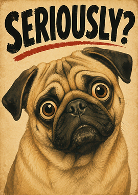 Seriously? Pug Vintage Poster