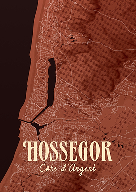 Hossegor Map Poster - Côte d'Argent, France
