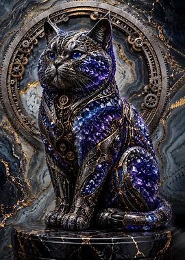 Steampunk British Shorthair Tanzanite Geode