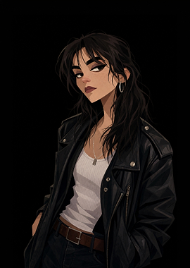 Stylish Woman in Leather Jacket