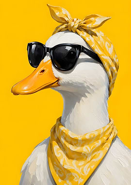 Stylish Duck with Yellow Bandana