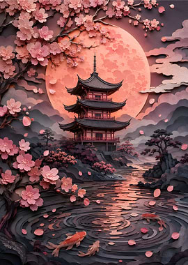 Zen Cherry Blossom Temple