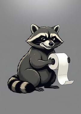Mischievous Raccoon Holding Paper Roll