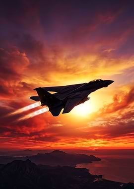 F-14 Tomcat Jet at Sunset