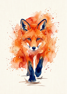 Watercolor Fox Art Print