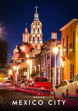 Mexico City Night Street Scene