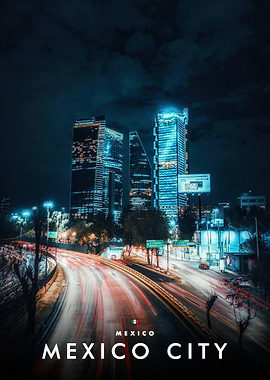Mexico City Night Skyline Long Exposure