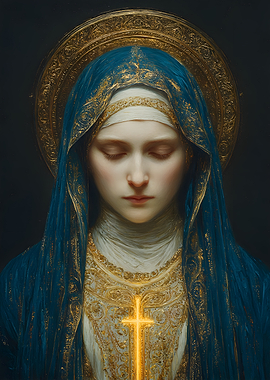 Ethereal Portrait of the Virgin Mary