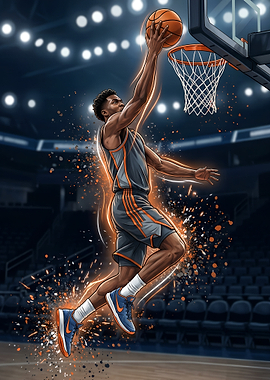 Dynamic Basketball Player Slam Dunk Sport