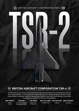 black sleek BAC TSR-2 Military Aircraft Poster