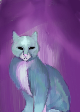 Stylized Digital Painting of a Cat