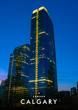 Calgary Skyline Skyscrapers at Twilight
