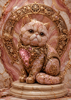 Mechanical Exotic Shorthair Rose Quartz Geode