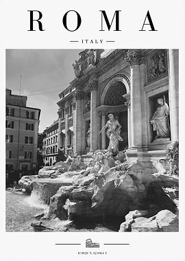 Trevi Fountain Rome Travel Poster