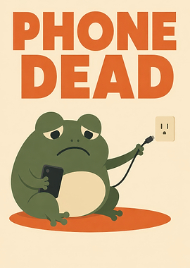 Sad Frog With Dead Phone