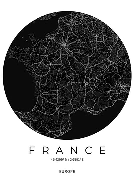 France Road Network Map Poster