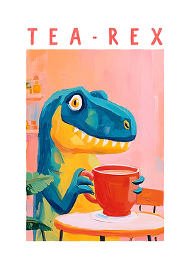 Tea-Rex Dinosaur Illustration