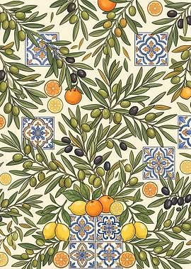 Mediterranean Olive and Citrus Pattern
