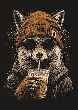 Cool Fox Iced Coffee Urban Wall Art