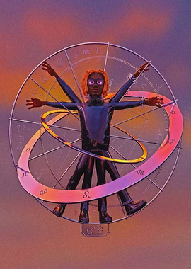 Vitruvian Man Style Music Artist Portrait