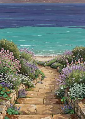 Garden Stone Steps to Turquoise Shore