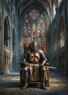 Templar Knight Sitting on Throne