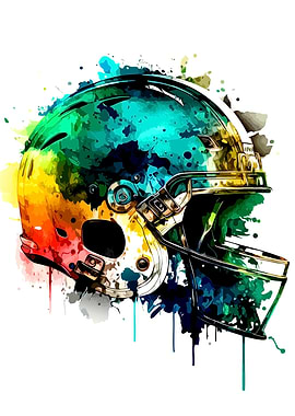 Colorful Watercolor American Football Helmet