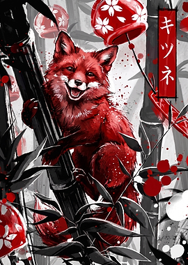 Red Fox in Bamboo Forest