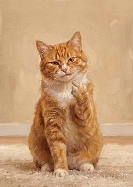 Oil Painting of Sassy Ginger Cat