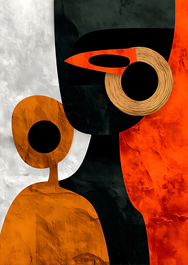 Abstract Geometric Figures in Orange and Black
