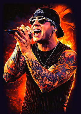 Tattooed Singer Performing on Stage