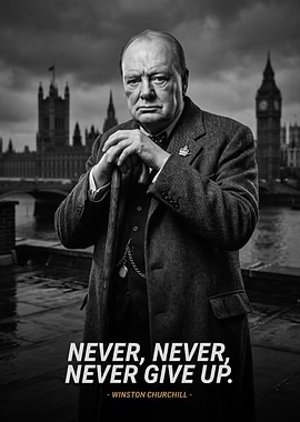 Winston Churchill Inspirational Quote Poster