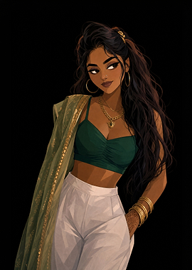 Elegant Woman in Traditional Fusion Attire