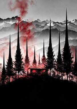 Eerie Cabin in Spiky Forest