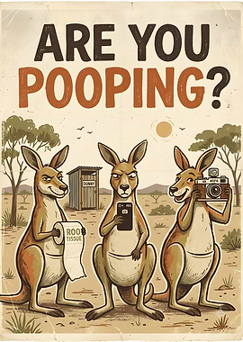 Funny Kangaroo Bathroom Poster