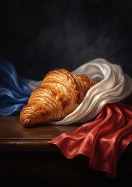 Golden Croissant with French Flag Fabric