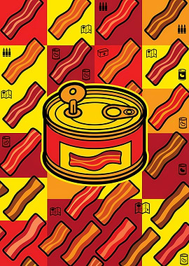 Canned Bacon Pop Art Pattern