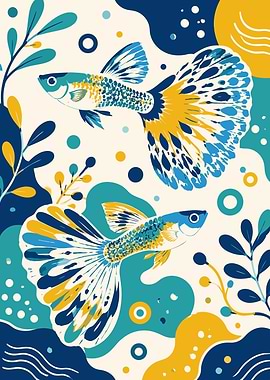 Abstract Guppy Fish Illustration