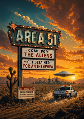 Area 51 Humorous Desert Sign