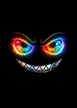 Fiery Grinning Monster Eyes