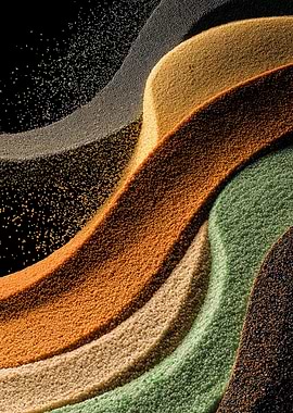 Abstract Flowing Layers of Colored Sand