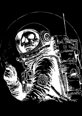 Smoking Astronaut Skull Graphic