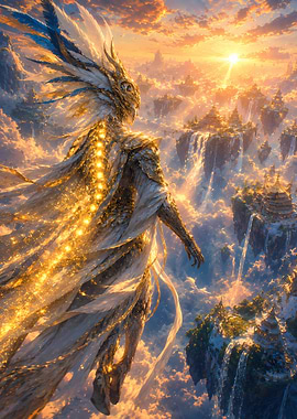 Celestial Being Over Floating Islands