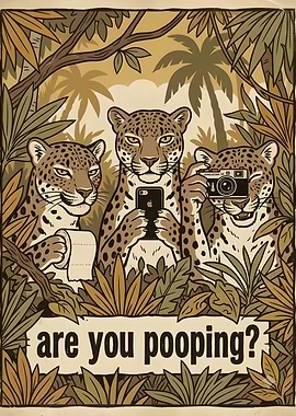 Funny Leopards Are You Pooping Poster