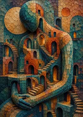 Surreal Architectural Human Form Mosaic