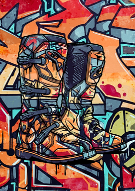 Motocross Boots Graffiti Art