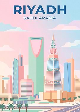 Riyadh Saudi Arabia Skyline Travel Poster